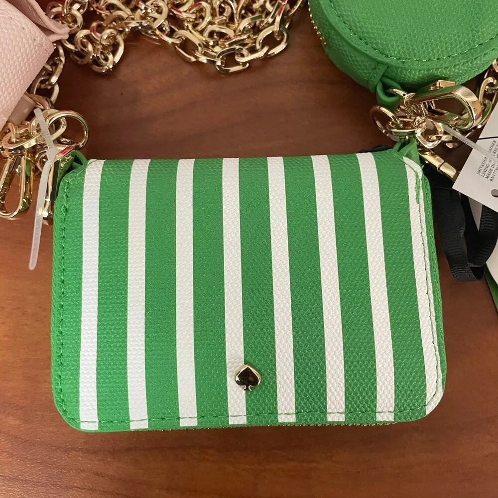 KATE SPADE x TARGET Stripe‎ Mini Crossbody Bag Green & White WOC
